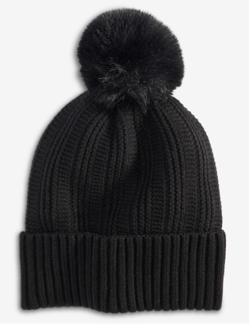 On 34th- Faux Fur Pom Beanie.  Chic, Black. Gift. Cozy. Warm. NWT